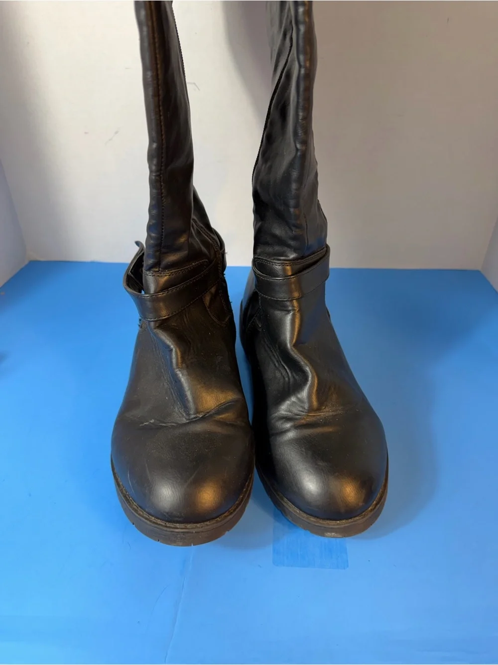 Black Knee-High Leather Riding Boots